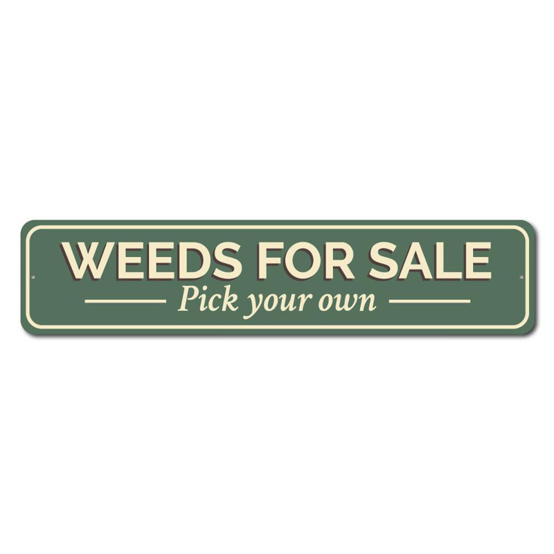 Enseigne en aluminium Weeds for sale, H 4 po x l 18 po x P 0,04 po