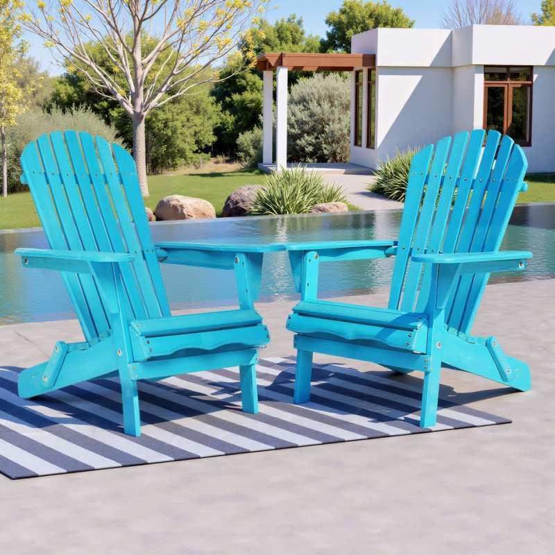 Solid Wood Folding Adirondack Chair, Blue