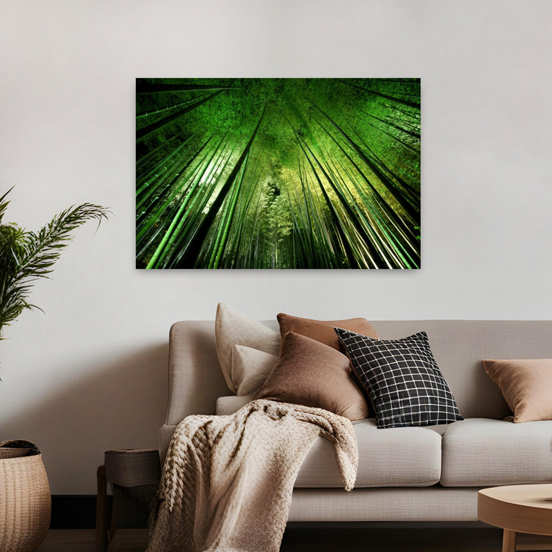 «Vibrant Bamboo Forest Peaceful Serene Tranquil Bamboo Forest Nature», reproduction d'art, H 32 po x l 48 po