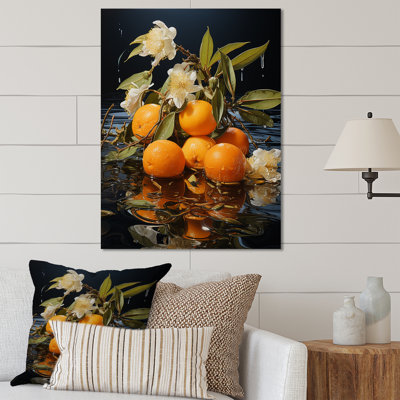 Orange Serene Sienna Sunset Lake I - Fruits Metal Wall Art