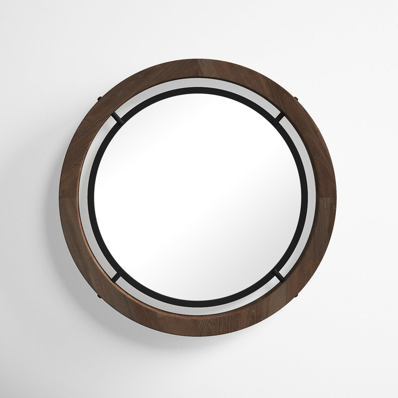 Smita Solid Wood Round Mirror, 19.3" x 19.3"