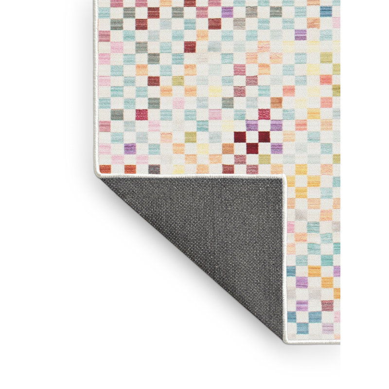 Tapis contemporain bleu clair / rouge, Rectangle 6 pi x 9 pi