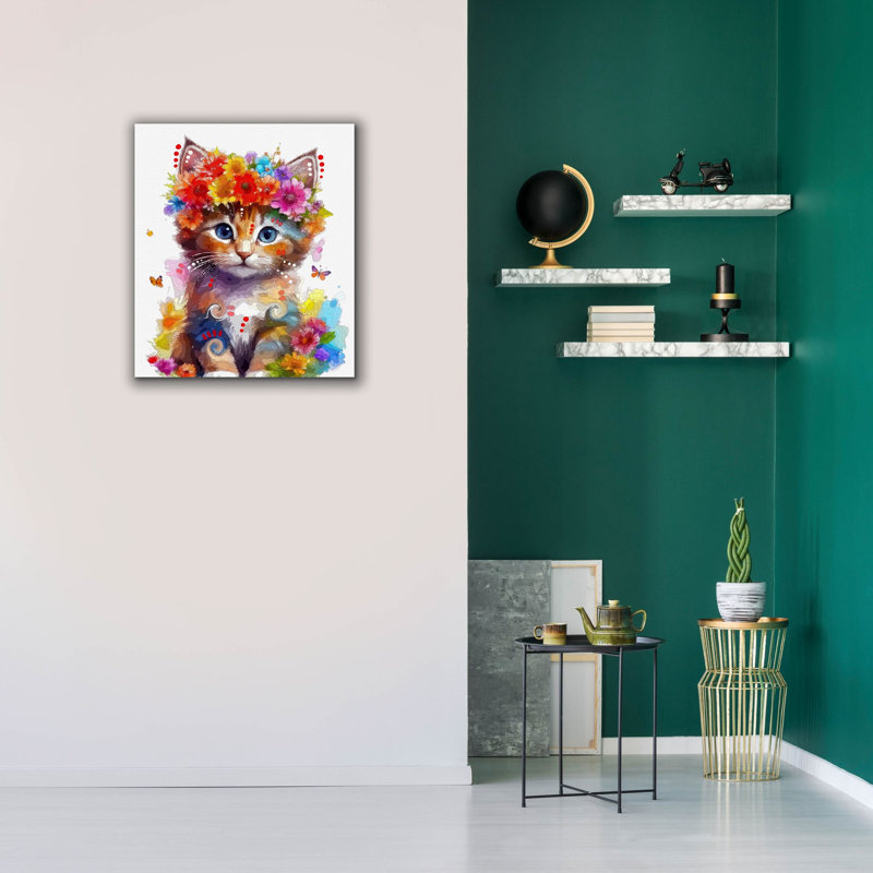 Toile épique Graffiti «Crowned Kitten» par Dean Russo, 26 po x 30 po, H 30 po x l 26 po