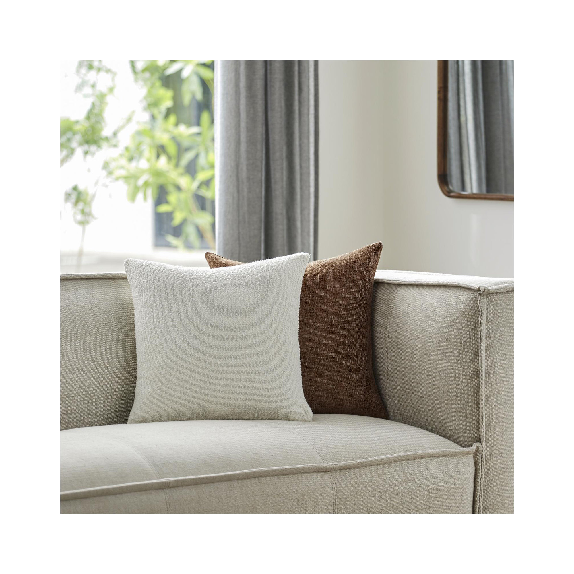 Amalfi Boucle Throw Pillow, White, 20" x 20", Polyester/Polyfill