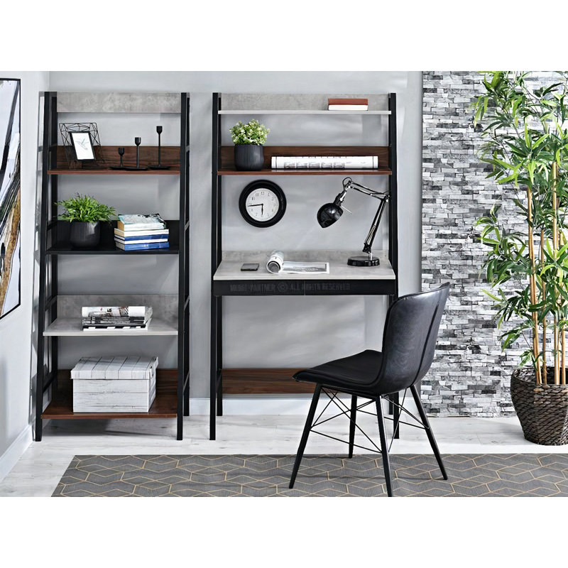 Dawnetta Metal Base Writing Desk, Black, Grey