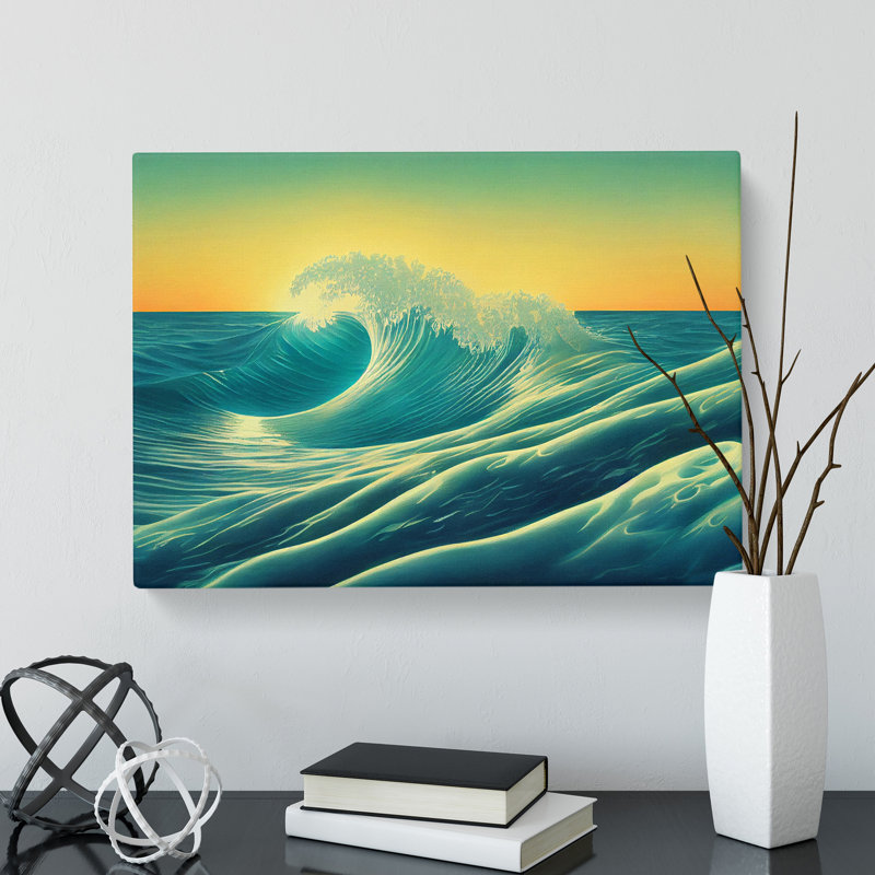 Ocean Wave Sunrise Vol.4 - Wrapped Canvas, 50cm H x 76cm W x 3cm D