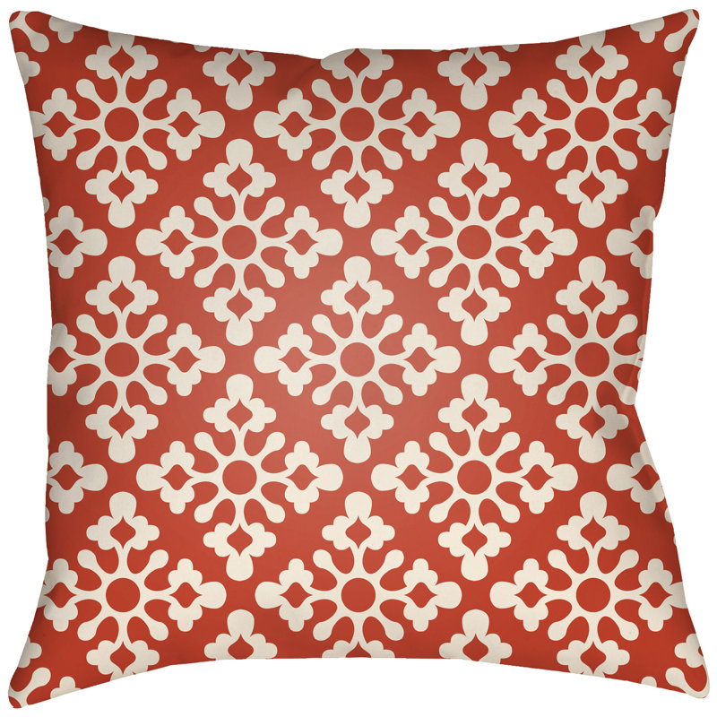 Litchfield Ladson Indoor/Outdoor Floral Throw Pillow, 22" H x 22" W, Poppy Red/Ivory