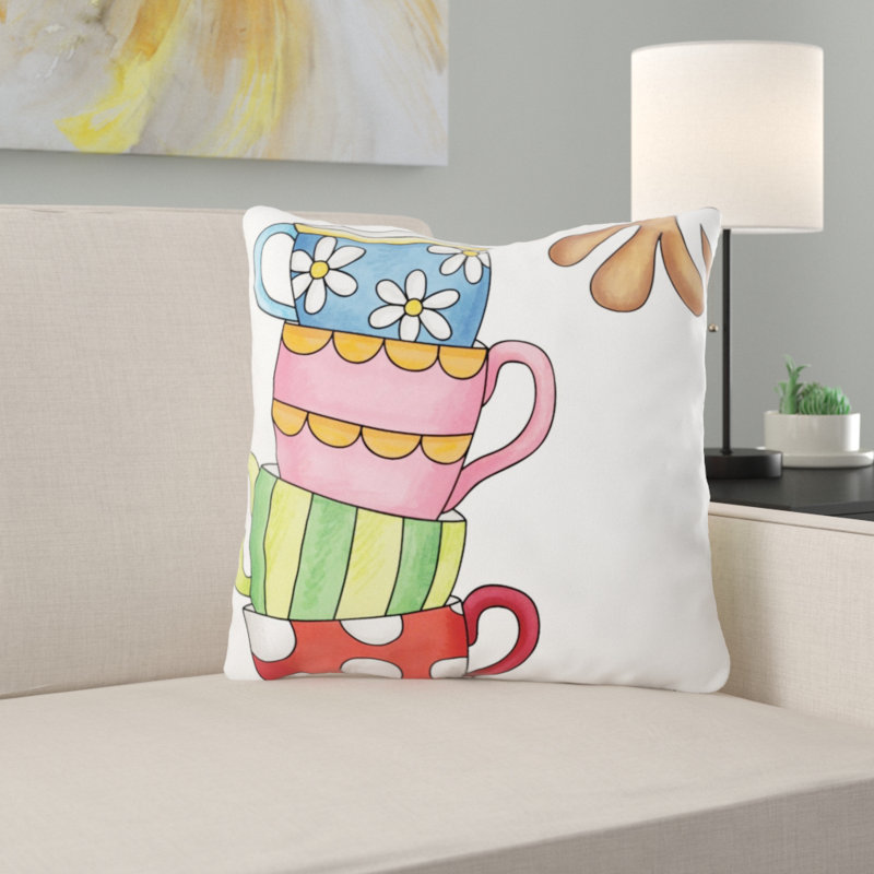 Coussin décoratif tasses Faiyaz, Microsuède, Intérieur