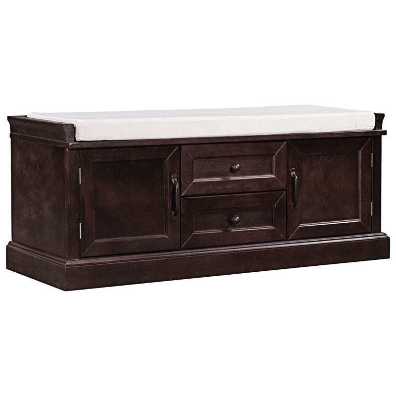 Banc de rangement avec 2 tiroirs et 2 armoires, Espresso