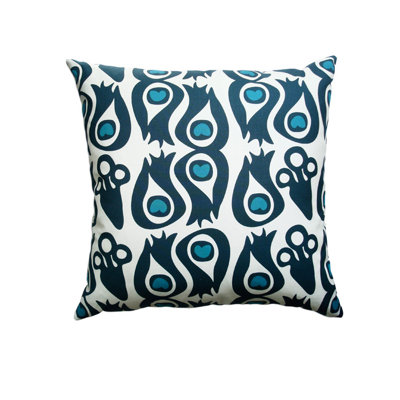 Hand Printed Pillows Peacock Cotton Throw Pillow