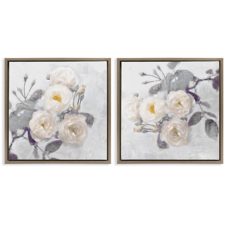 Country Blossoms Bundle 2pc Floating Frame Set, design by Emily Ford, 25" H x 25" W, Montalcino Elm Floater Frame