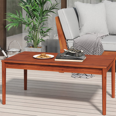 Outdoor Coffee Table With Rustic Wood, Shade, 35.3" Wide, 20.56" Deep, 14.69" Tall In Style, Wood Construction, Color, X 14.69", Streamlined Feature