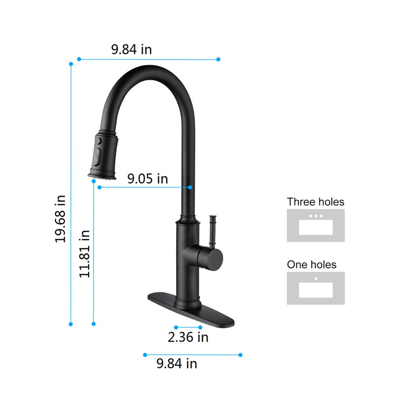 Matte Black Stainless Steel Pull Out Kitchen Faucet With 360 Rotating High Nozzle, Single Lever For Water Control, Rust Finish, Aerators A Soft And Splash- Experience Featuring , Management,