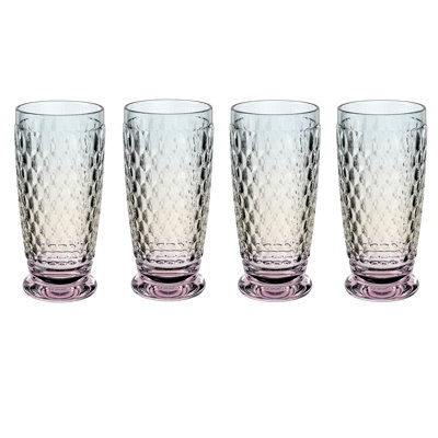 Villeroy & Boch Boston Pearl Long Drink Glass, Set of 4, 13.5 oz, Crystal Glass for Cocktails, Dishwasher-Safe