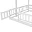 Lit simple superposé au dessus d'un lit double avec glissade, escalier de rangement, lit superposé en bois de pin massif avec garde-corps, blanc-1135033499