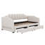 Twin XL To King Size Upholstered Daybed, Twin XL Size Extendable Upholstered Daybed With Two Storage Drawers And LED Light-742648478