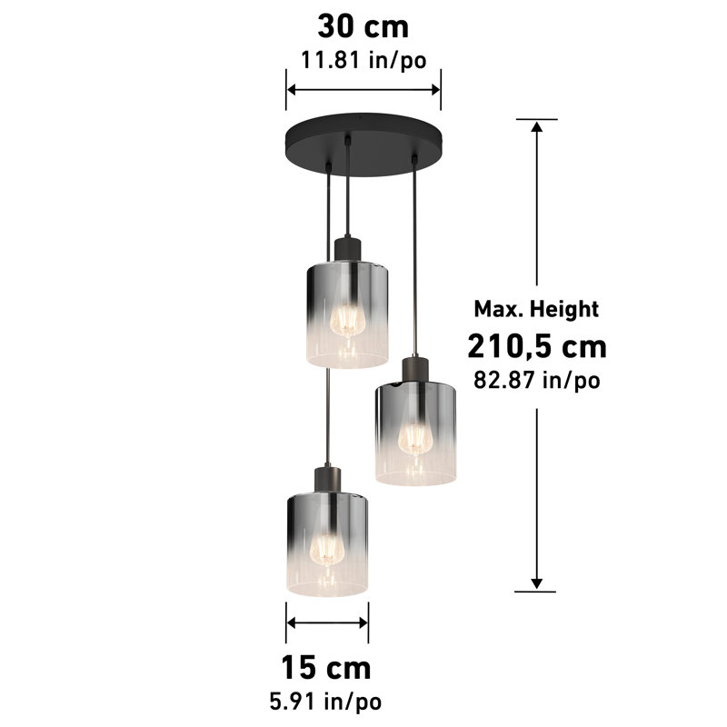 Luminaire suspendu moderne 3 lumières Belding