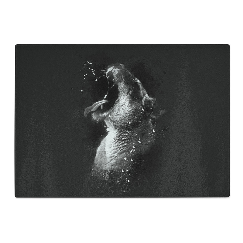 Tempered Glass Yawning Lioness Paint Splash Chopping Board, 28.5 cm x 39 cm