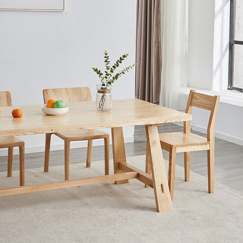 Burlywood Rectangular Solid Wood Dining Table, 29.53"H x 62.99"L x 27.56"W