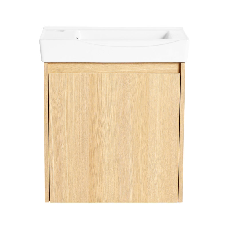 Meuble-lavabo mural 20 po avec lavabo en céramique, porte, armoire de rangement pour salle de bain