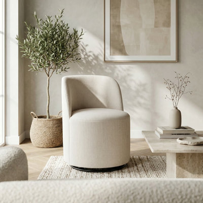 Chaise pivotante rembourrée en tonneau pour sièges d'appoint de cuisine, de salle à manger et de chambre à coucher avec rotation à 360 degrés et design moderne