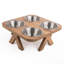 Station d'alimentation pour animaux de compagnie quadruple, style rustique moderne, couleur marron, avec bols en acier inoxydable