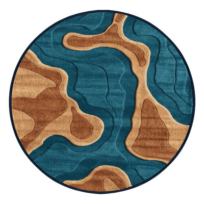 Machine Washable Space Blue Area Rug