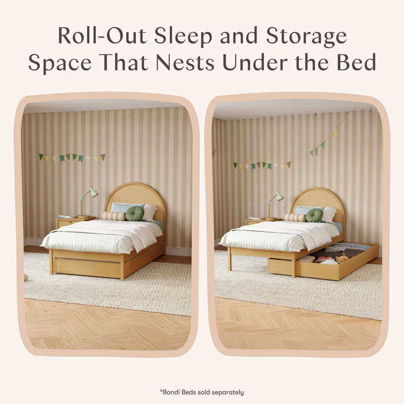 Twin Storage Trundle Bed, Honey