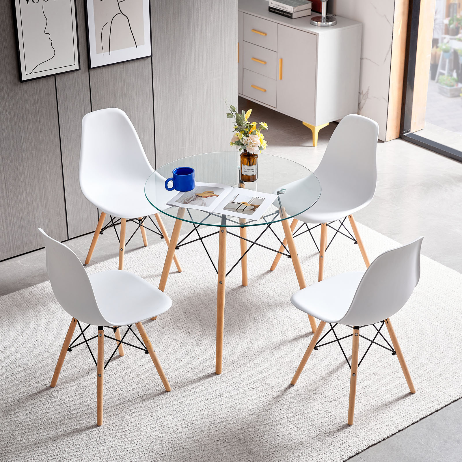 George Oliver Kitchen Dining Table Set, Dining Room Set With 1 Round ...