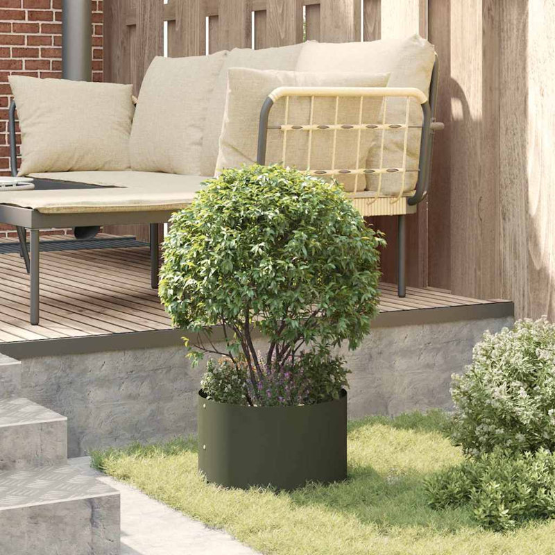 Garden Planter 20 Cm Steel, Olive Green, 20cmH x 30cmW x 30cmD
