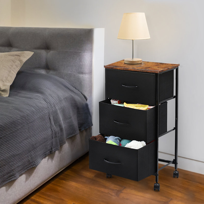 3 Drawer Storage Drawer with Locking Wheels