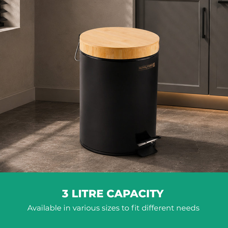 Step On Kitchen Trash Can, Black, 5L