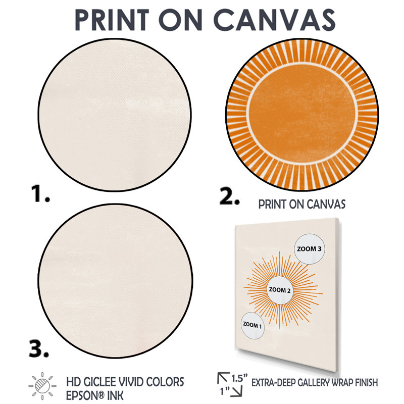 Sun Canvas Wall Art, Orange Minimalist Graphic Print - Orange Sun Print II, Wrapped Canvas, 44" H x 34" W, Does Not Apply