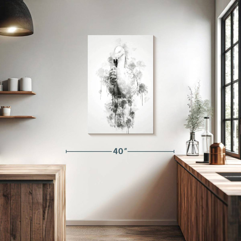 Brampt flamant noir et blanc, H 36 po x l 24 po