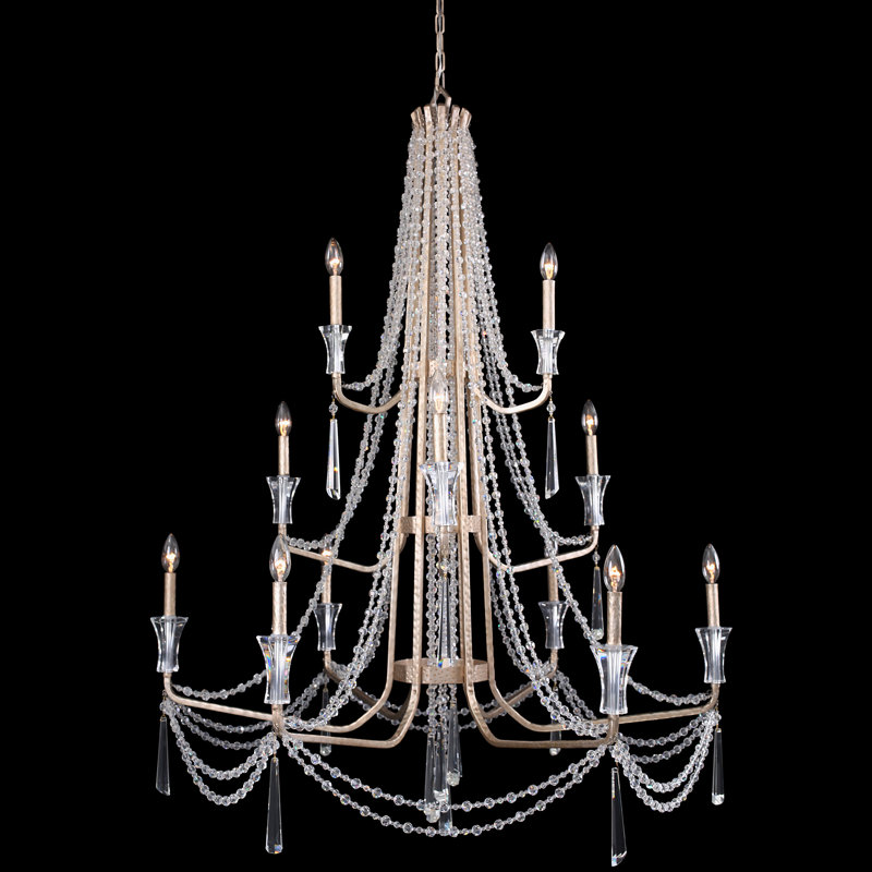 Lustre en cristal 3 lumières Barcelona - 3 lumières - Transcend argent, Champagne, 12