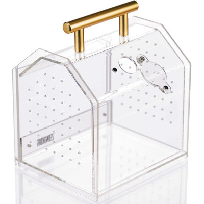 5.5"×4.7"×6.6" Acrylic Jumping Spider Enclosure - Magnetic-Door Terrarium Habitat, Ventilated Home For Spiders, Tarantulas, Snails, Mantises & Small Reptiles (Lizards Included)