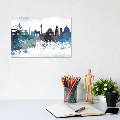Berlin Bluish Skyline by WallDecorAddict - Wrapped Canvas Gallery-Wrapped Canvas Giclée
