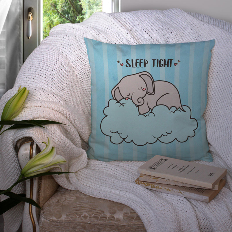 Coussin décoratif d’intérieur/d’extérieur à éléphant serré, 14 po x 14 po