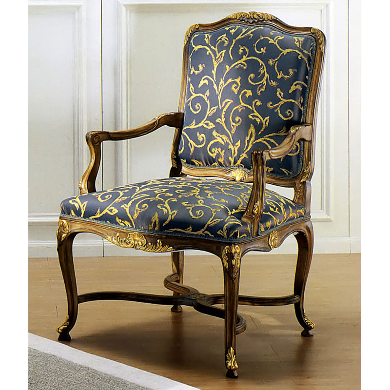 Upholstered Arm Chair in Gray/Yellow