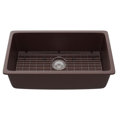 Évier de cuisine StoneCore à cuve de 76 cm (30 pouces) en pierre Sienna avec accessoires