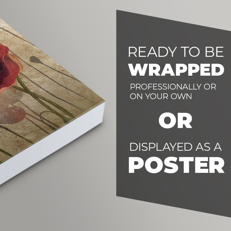 Wild Poppies I - Impression sur toile seulement - NON-CADRE, H 18 po x l 12 po