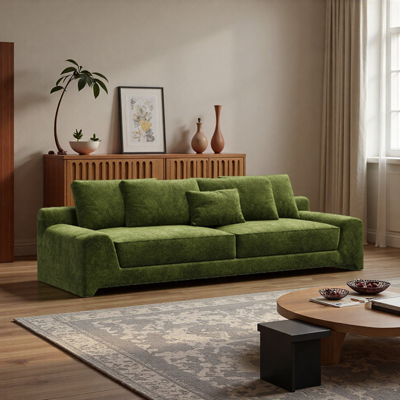 Green Chenille Upholstered Sofa