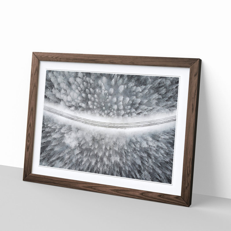 Winter Road - Picture Frame Painting Print, Walnut Framed, 40cm H x 60cm W x 2cm D