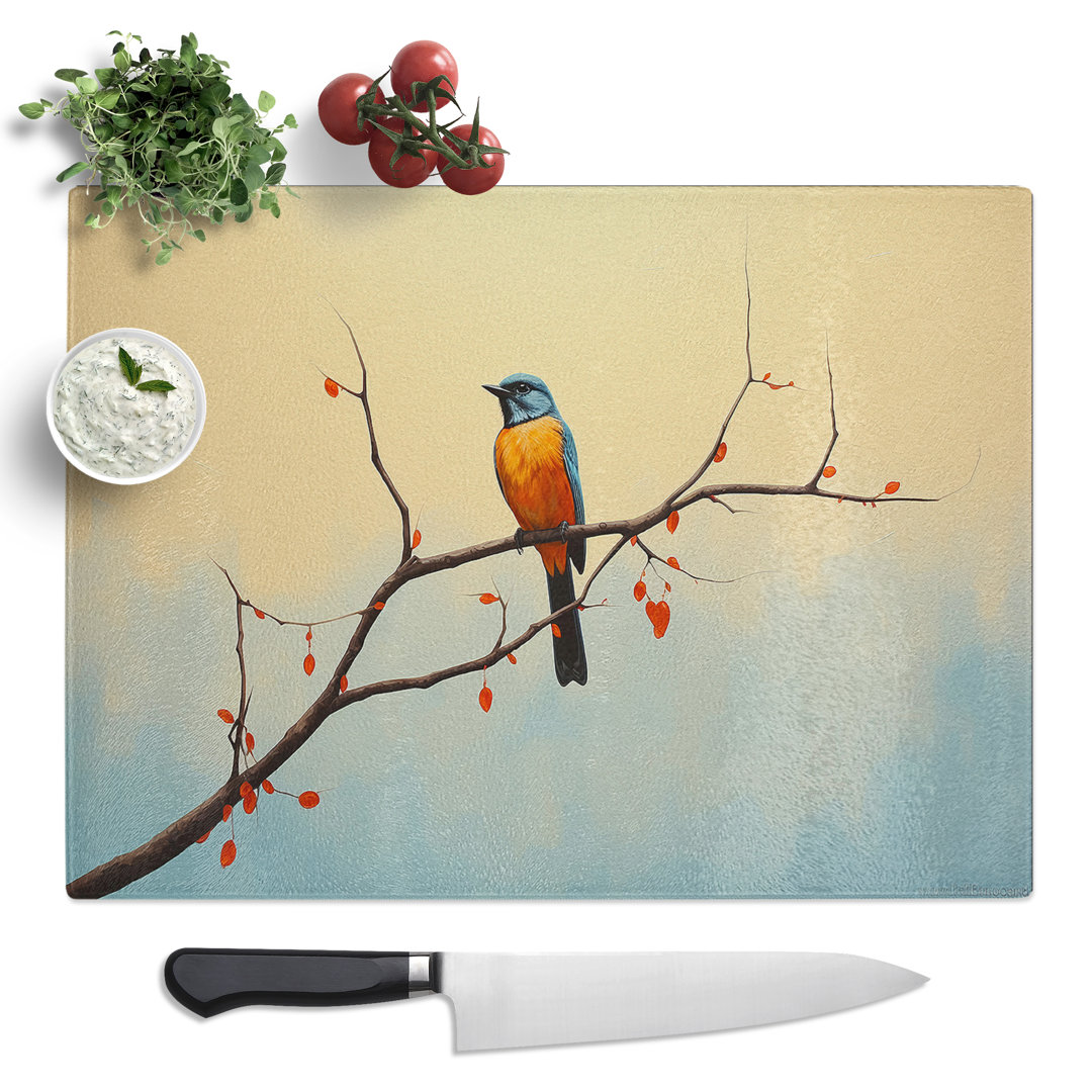 Kingfisher Minimalism No.3  Glass Chopping Board