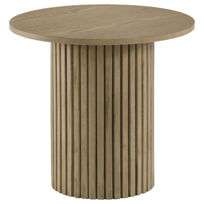Vladut Round Fluted Occasional Side End Table Natural Oak