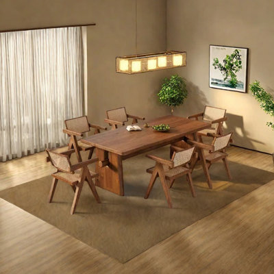 Solid wood elm dining table set