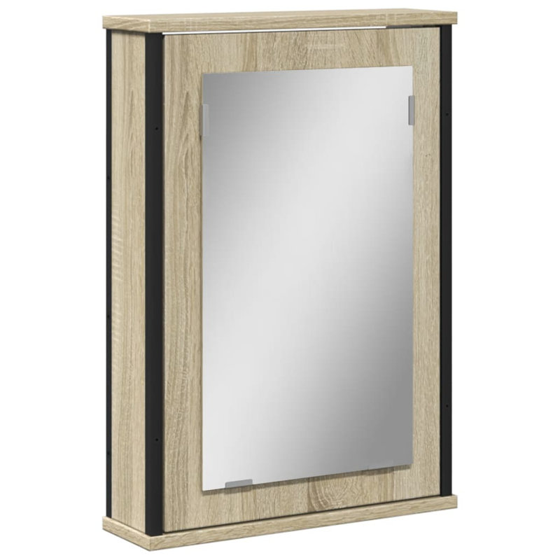 Bathroom Mirror Cabinet Black 42X12x60 Cm Engineered Wood, Sonoma Oak