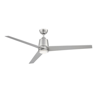 Ameelah 56" 3 - Blade LED Standard Ceiling Fan in Brushed Nickel with Remote Control and Light Kit Included