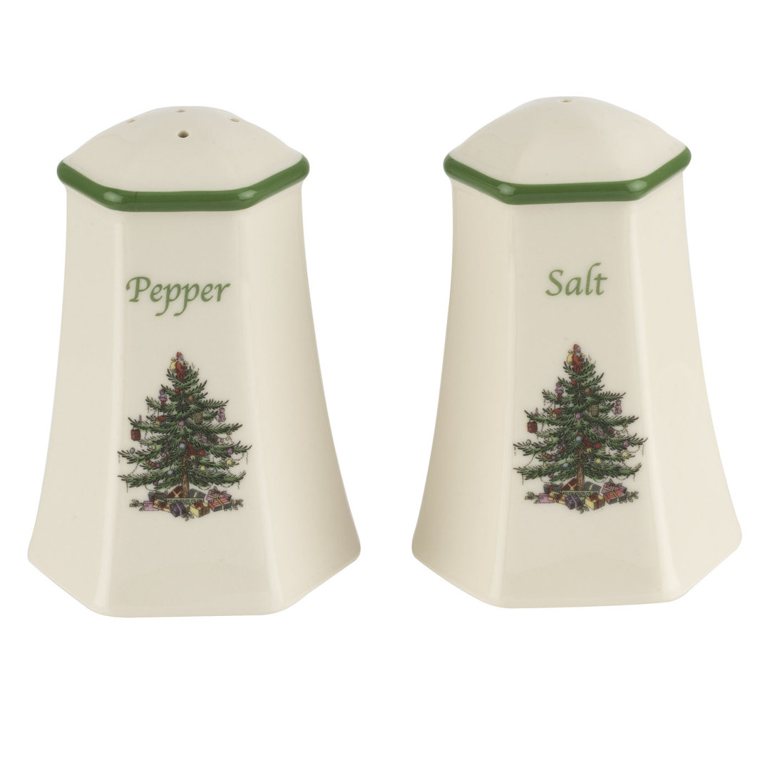 Spode Christmas Tree Hexagonal S&P 3.75" Spode
