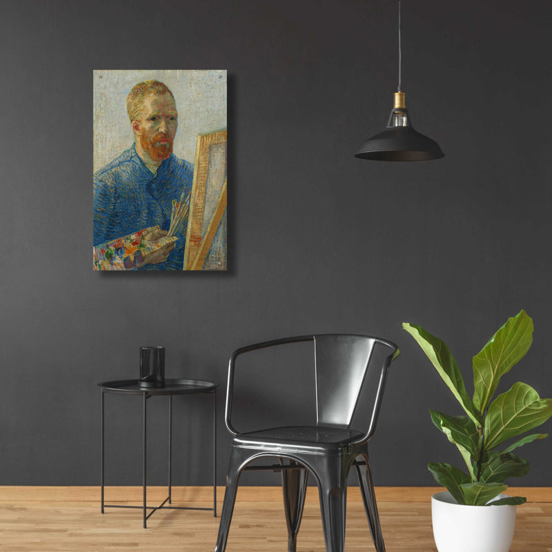  «Self-Portrait As A Painter» par Vincent Van Gogh, art mural en verre acrylique, 12 po x 16 po, H 36 po x l 24 po x P 0,2 po